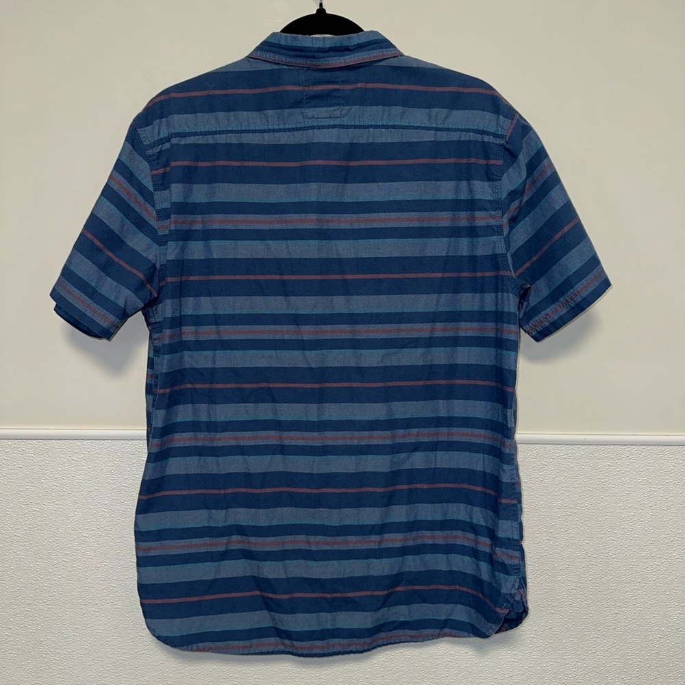Vans Striped Button-Up Shirt Men's Size Medium Short Sleeve Blue Cotton Casual - Picture 4 of 11